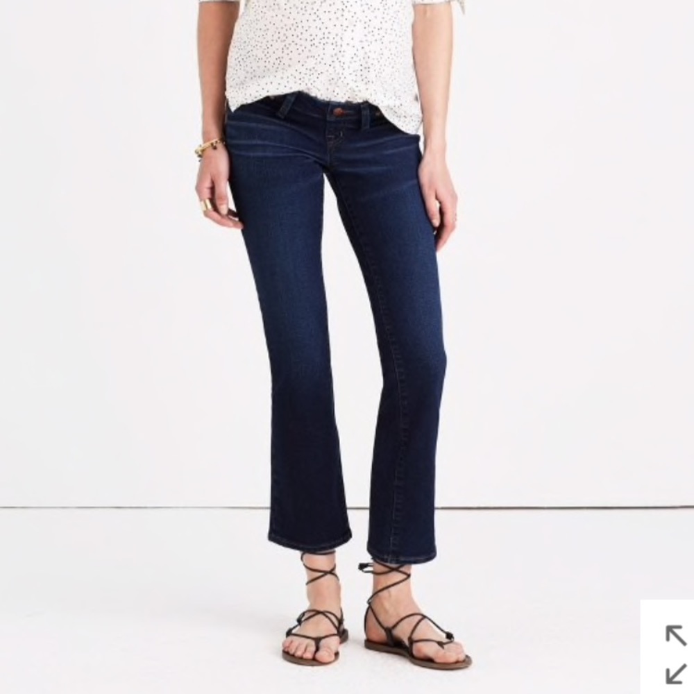 MADEWELL dark-wash maternity jeans.